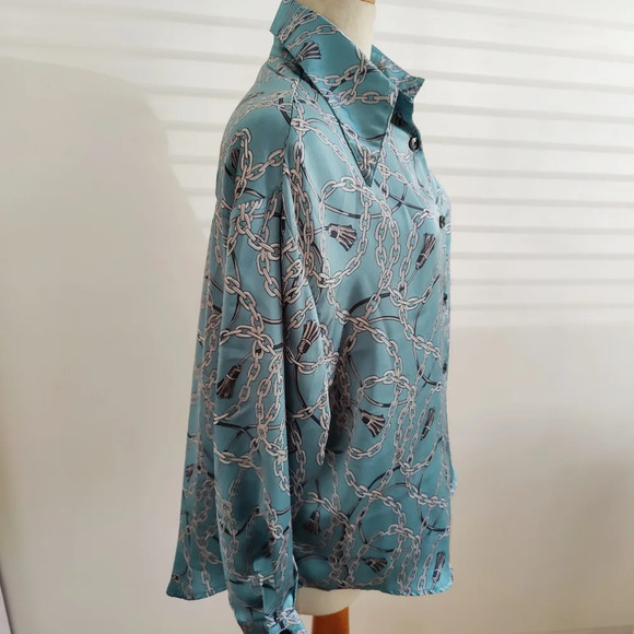 °Fashion Nova Blouse Light Teal / Size Large - Picture 3 of 5